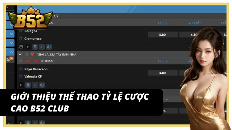 Khám phá thế giới thể thao tỷ lệ cược cao B52 Club